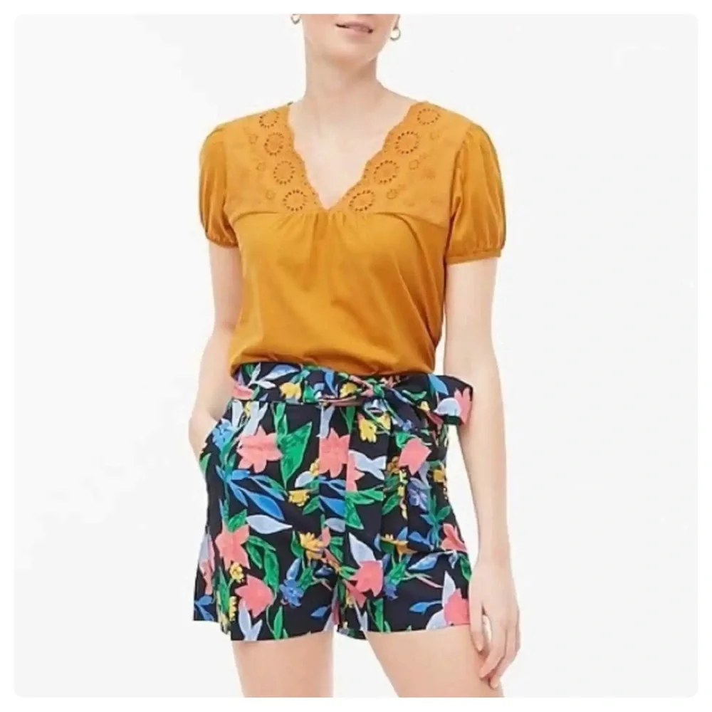 J. Crew Tie Waist Tropical Floral Poplin Shorts